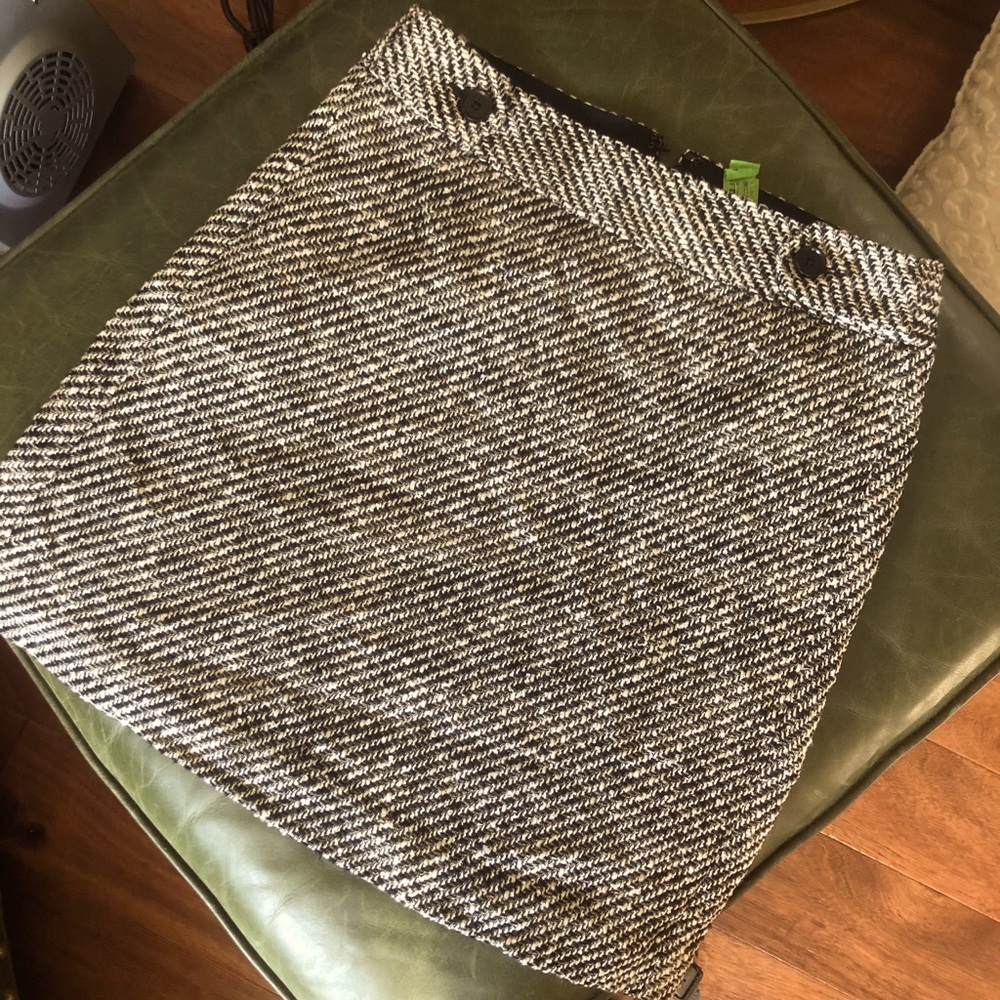 Black and White Loft Tweed Skirt